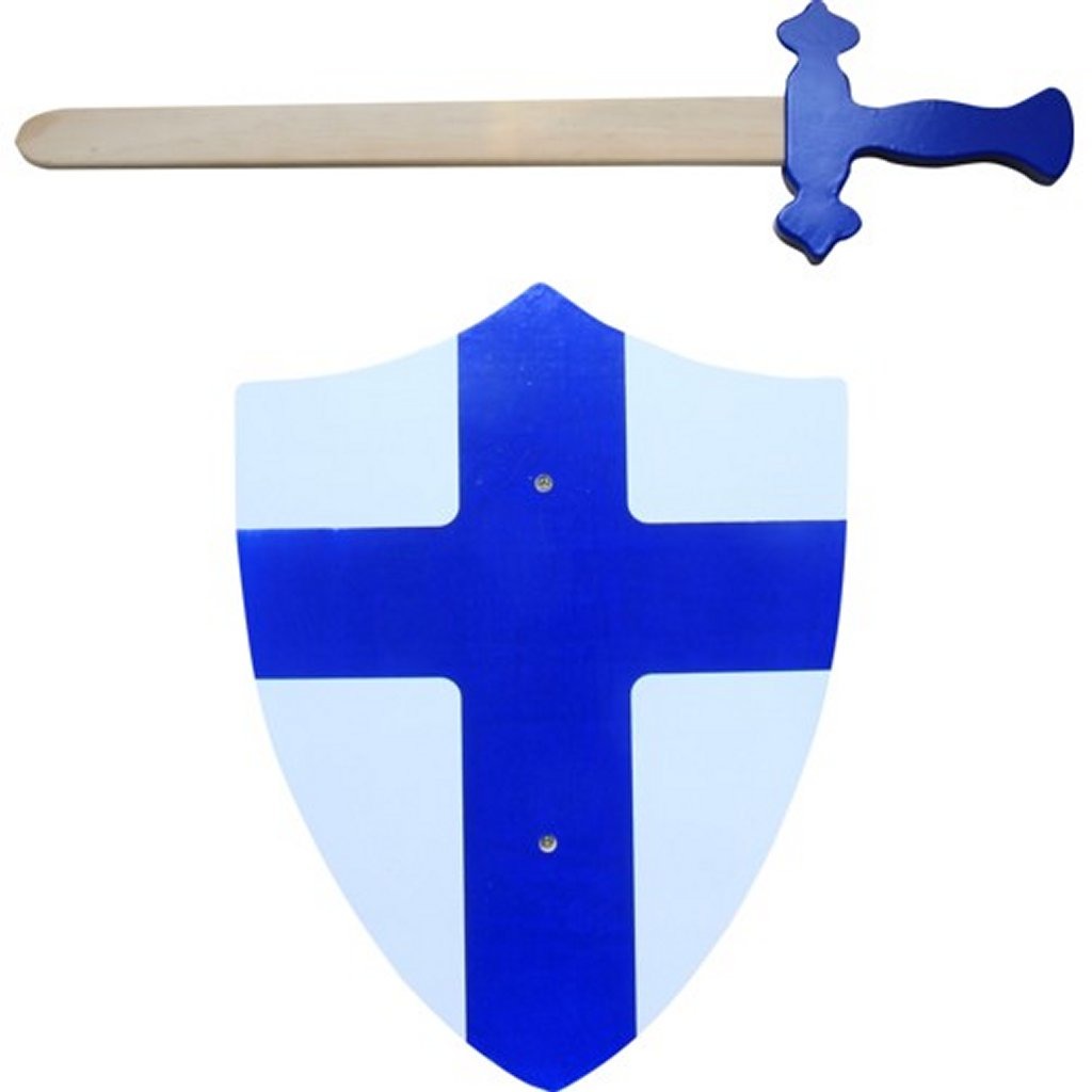 Gewoon voor kinderen Houten Zwaard en Schild Blauw