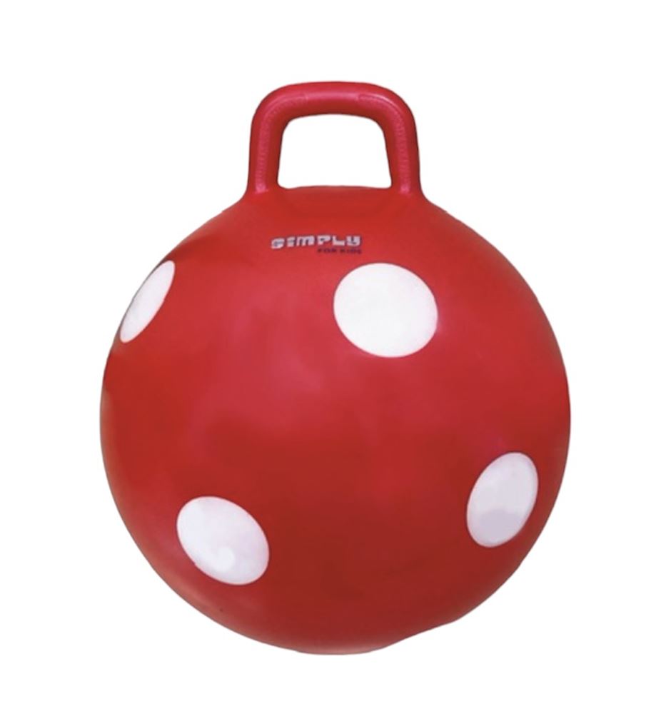 Skippybal rood met witte stippen. 50 cm