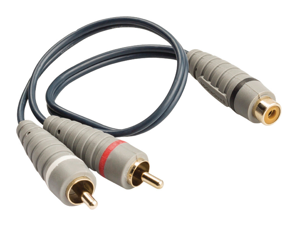 Bandridge bal4600 subwooferkabel 2x rca mannelijk - rca vrouwelijk 0,20 m blauw