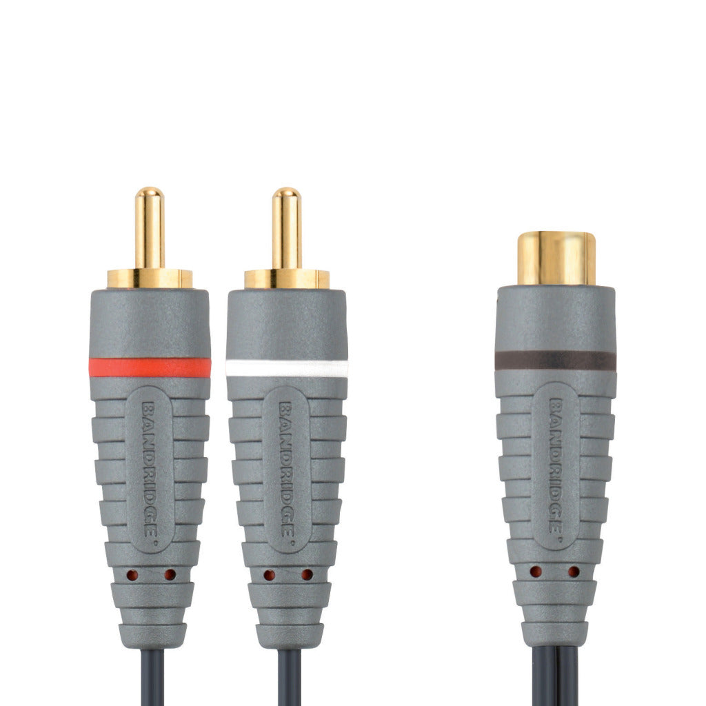 Bandridge bal4600 subwooferkabel 2x rca mannelijk - rca vrouwelijk 0,20 m blauw