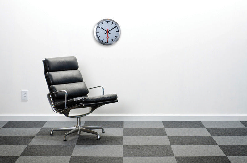 Nextime station – wandklok – 35 cm – geborsteld aluminium – wit