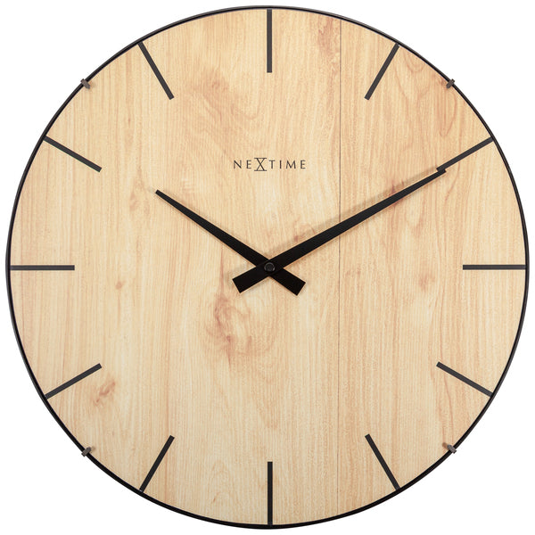 Nextime ne-3249 wandklok rand-hout-koepel dia 35cm kunststof licht bruin