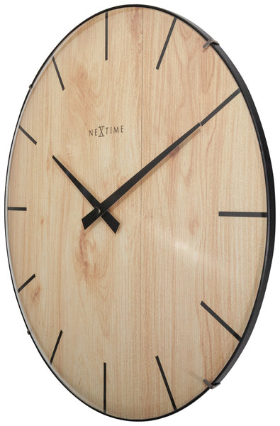 Nextime ne-3249 wandklok rand-hout-koepel dia 35cm kunststof licht bruin
