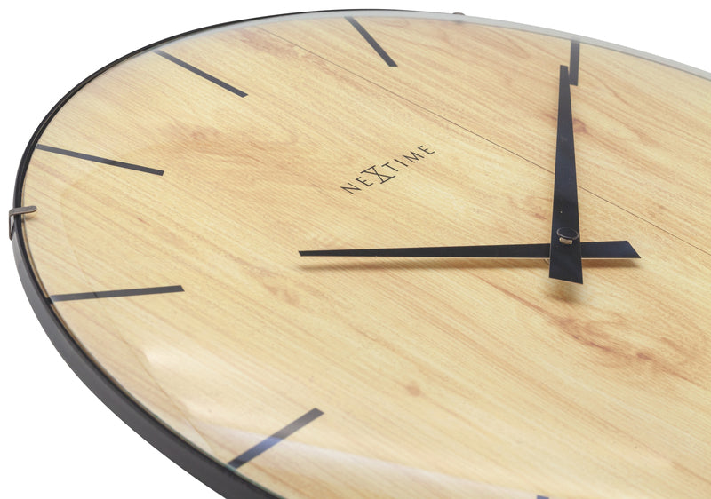 Nextime ne-3249 wandklok rand-hout-koepel dia 35cm kunststof licht bruin