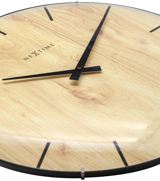 Nextime ne-3249 wandklok rand-hout-koepel dia 35cm kunststof licht bruin