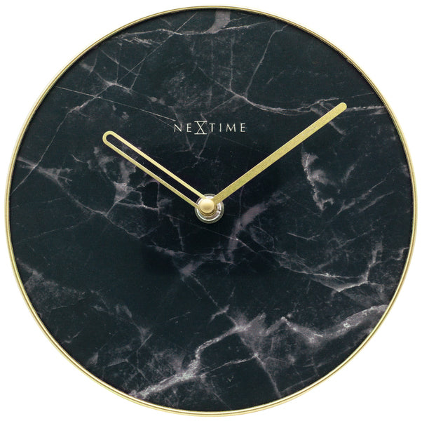 Nextime ne-5222zw tafelklok marmeren tafel dia 20cm glas zwart