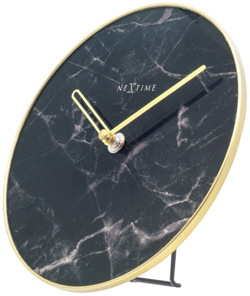 Nextime ne-5222zw tafelklok marmeren tafel dia 20cm glas zwart