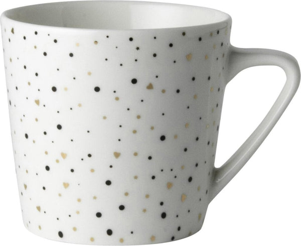 Dutch rose loft zwart-wit koffiemok wit met glitters 20cl