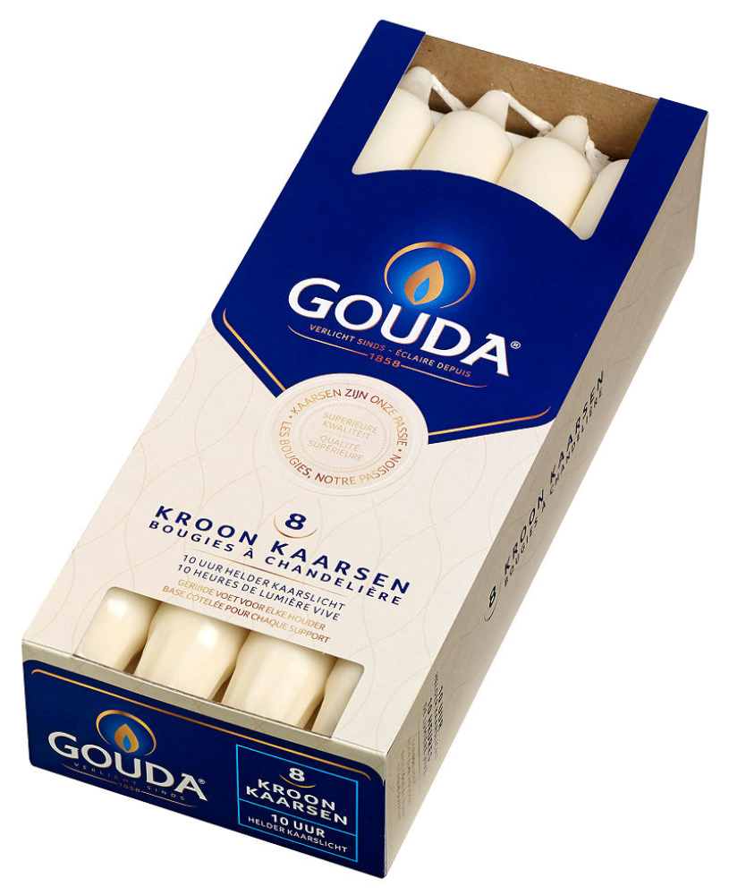 Gouda kroonkaars 240 24 doos 8 ivoor
