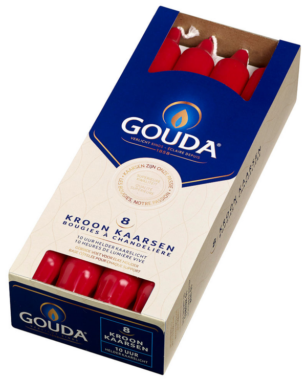 Gouda kroonkaars rood 240 24 doos a 8 stuks 10 brand uren