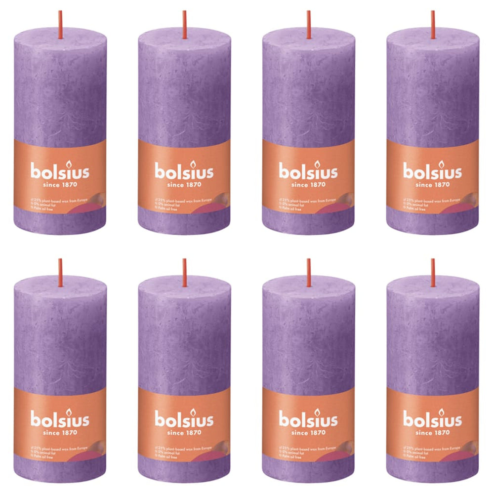 Bolsius Bolsius Stompkaarsen Shine 8 st rustiek 100x50 mm levendig violet