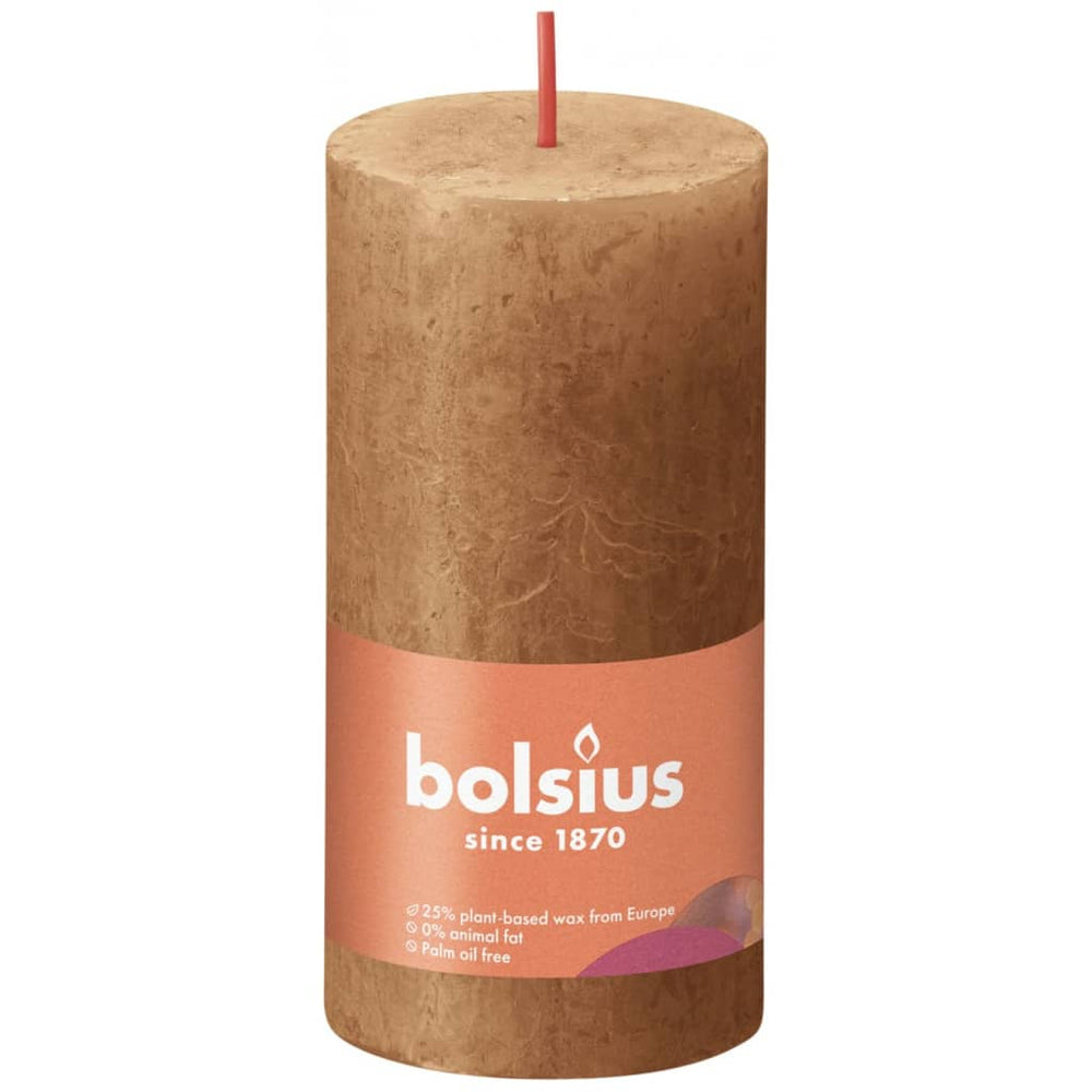 Bolsius Bolsius Stompkaarsen Shine 8 st rustiek 100x50 mm specerijenbruin