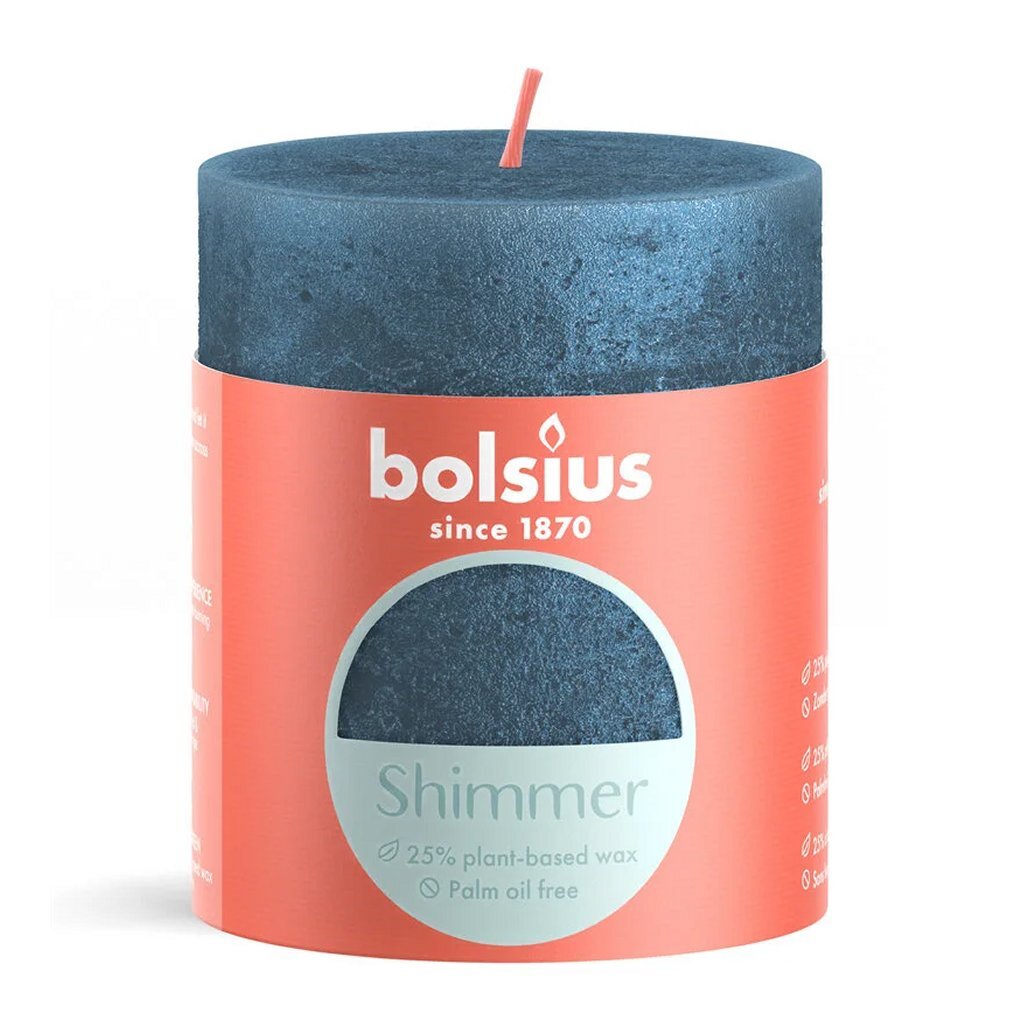 Bolsius Shimmer Stompkaars 8x6,8 cm blauw