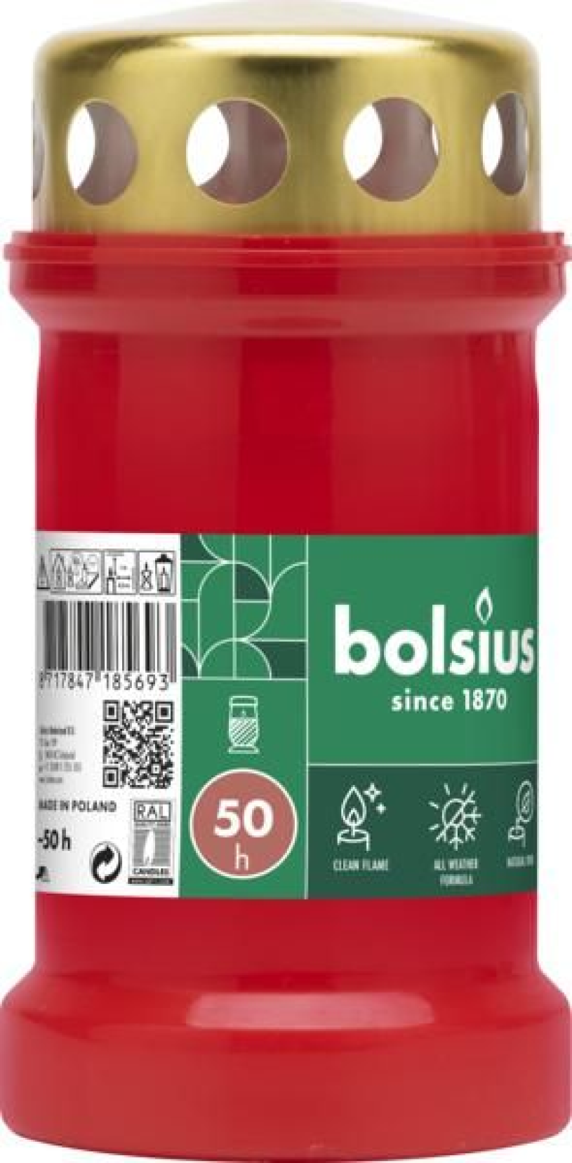 Bolsius herdenkingslicht rood nr 3 met deksel 50 uur