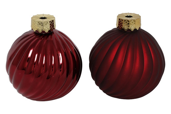 Countryfield kerstbal ro stripe a2 d.rood ø10cm
