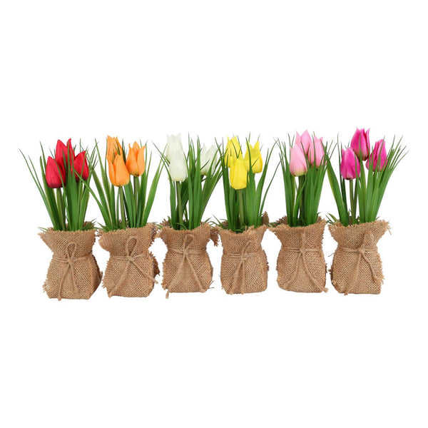 Countryfield kunstbloem in pot tulp tulipa a6 veelkleurig 8x8x20cm