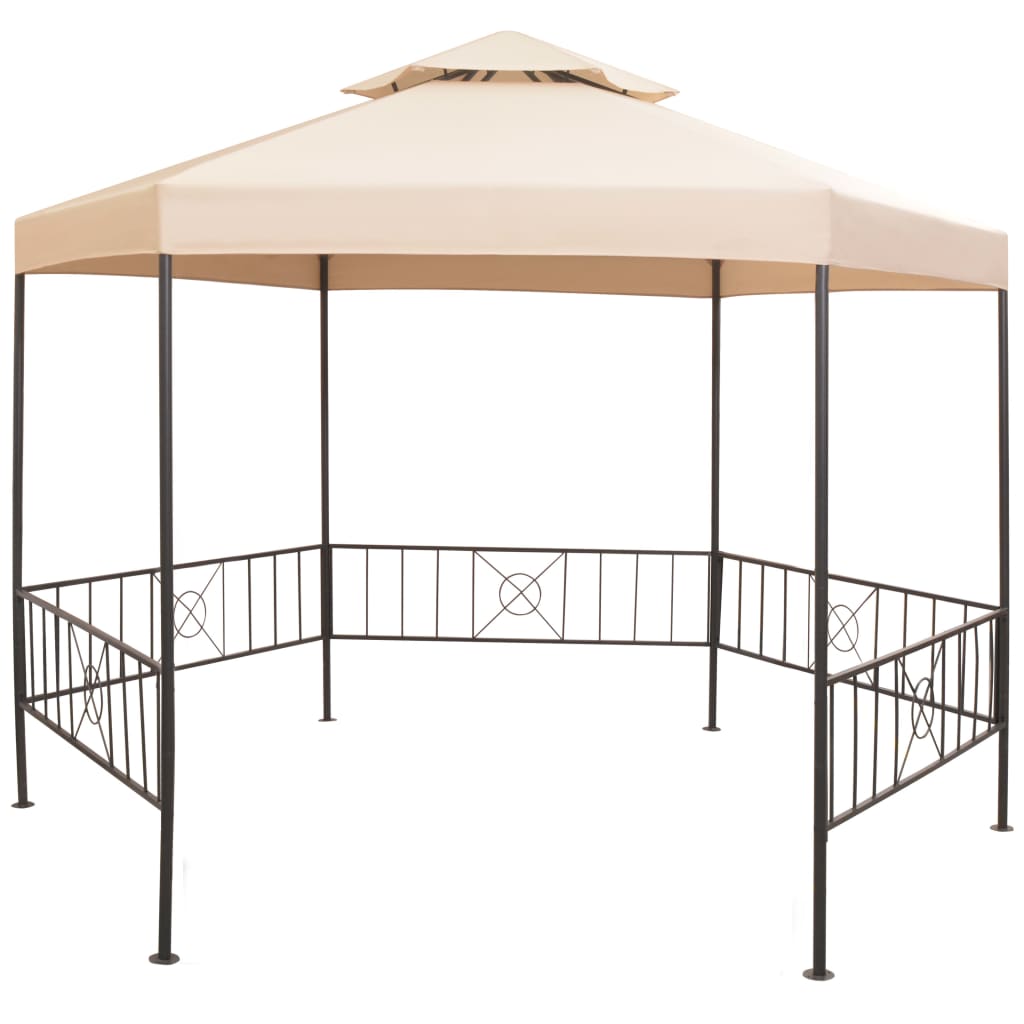 Vidaxl tuinprieel 323x265 cm zeshoekig beige