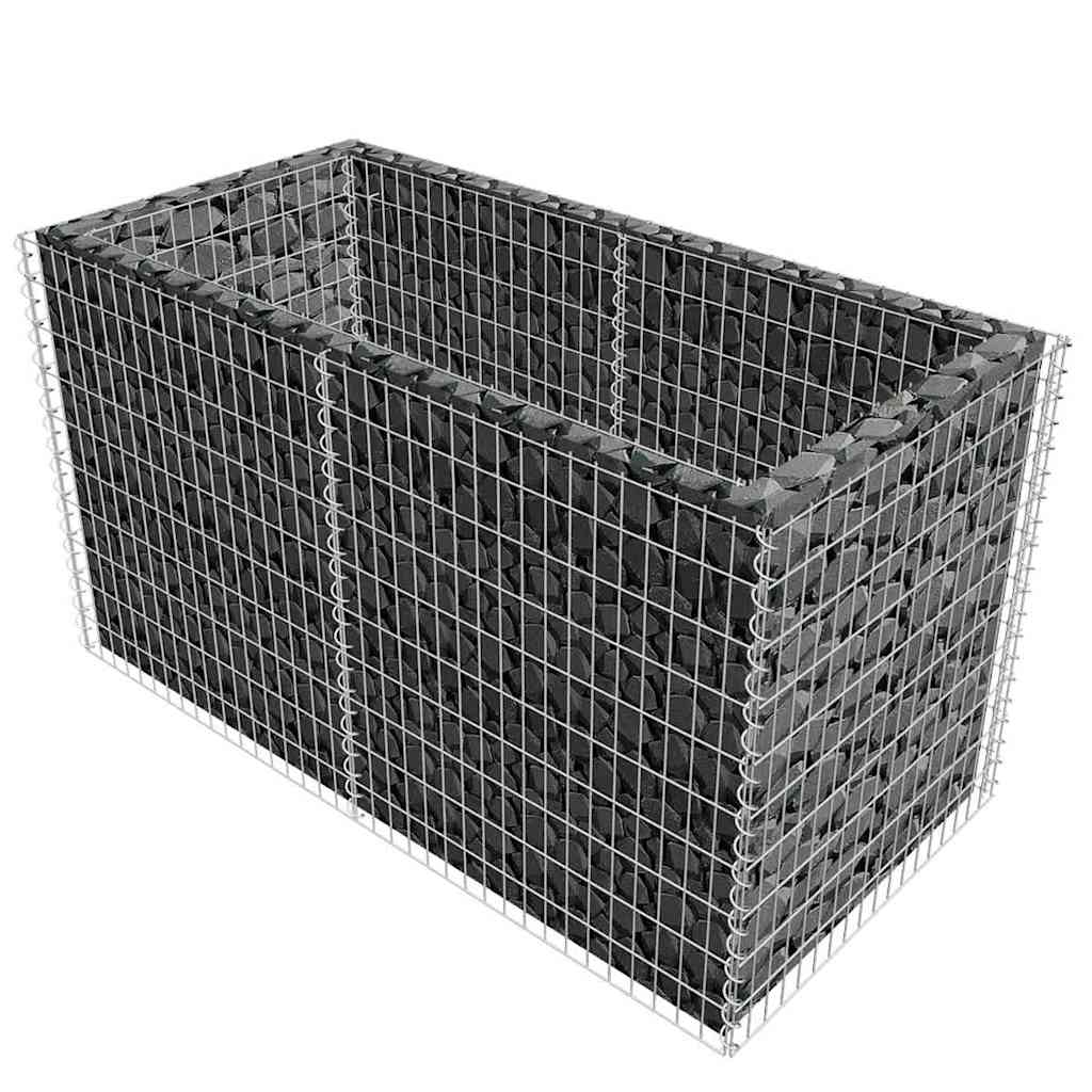 Vidaxl schanskorf plantenbak 180x90x100 cm staal zilverkleurig