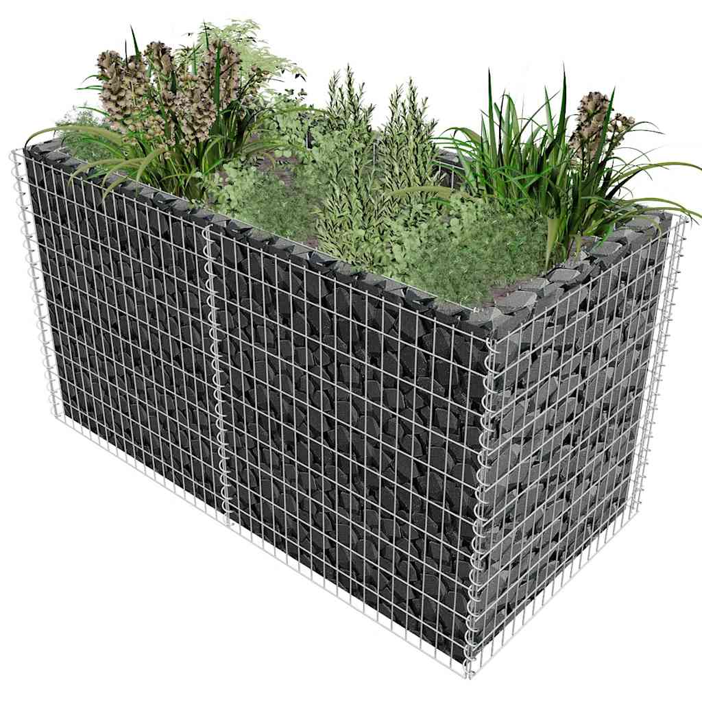 Vidaxl schanskorf plantenbak 180x90x100 cm staal zilverkleurig