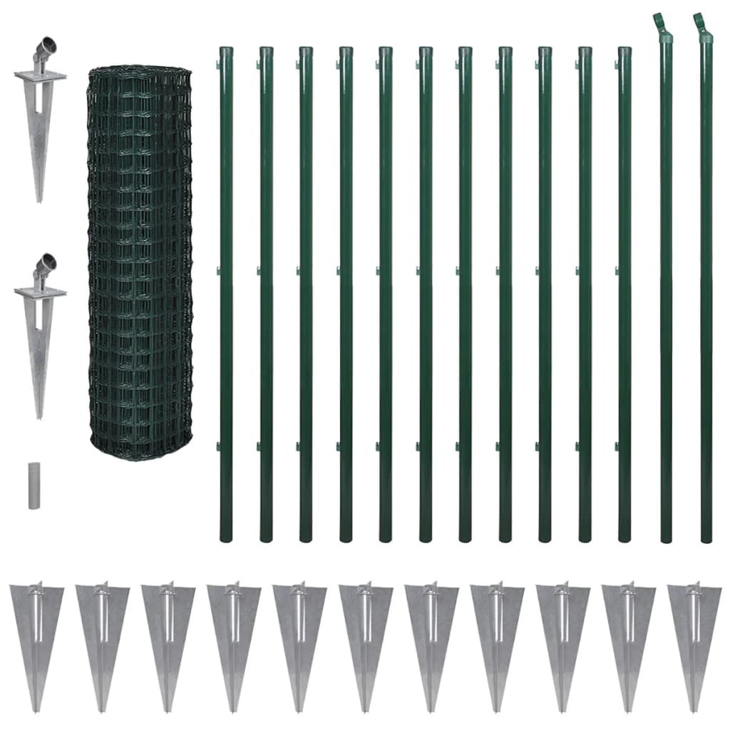VidaXL Eurohek 25x1,5m staal groen