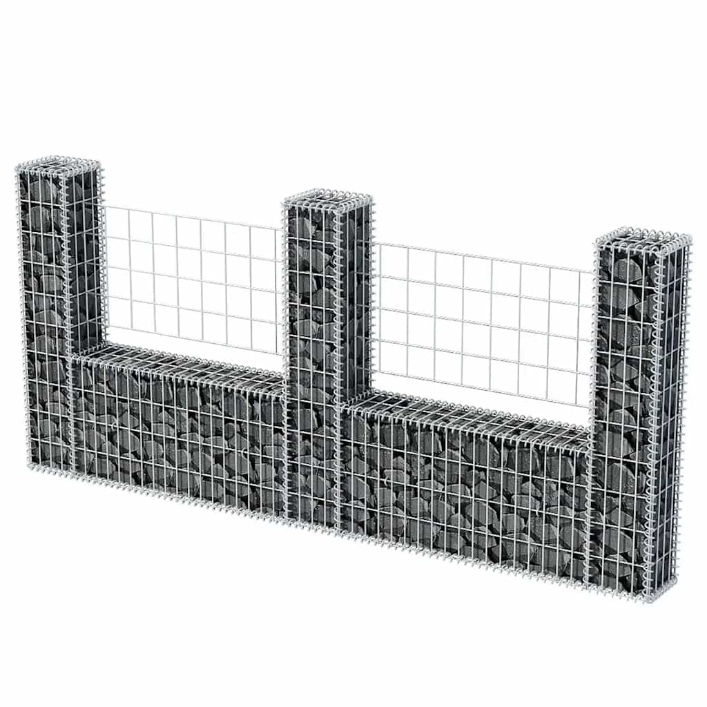 Vidaxl schanskorfmand u-vormig 240x20x100 cm staal