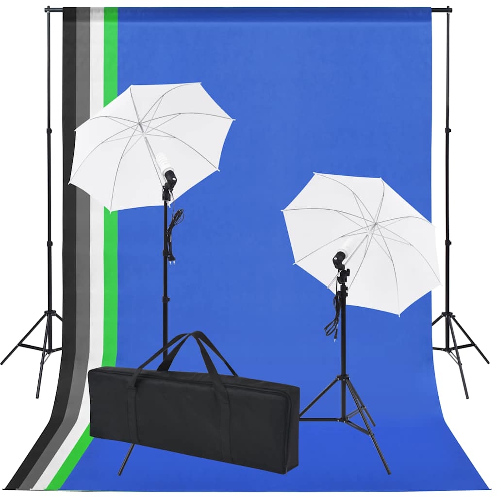 Vidaxl fotostudioset met 5 elektrische achtergronden en 2 paraplu's