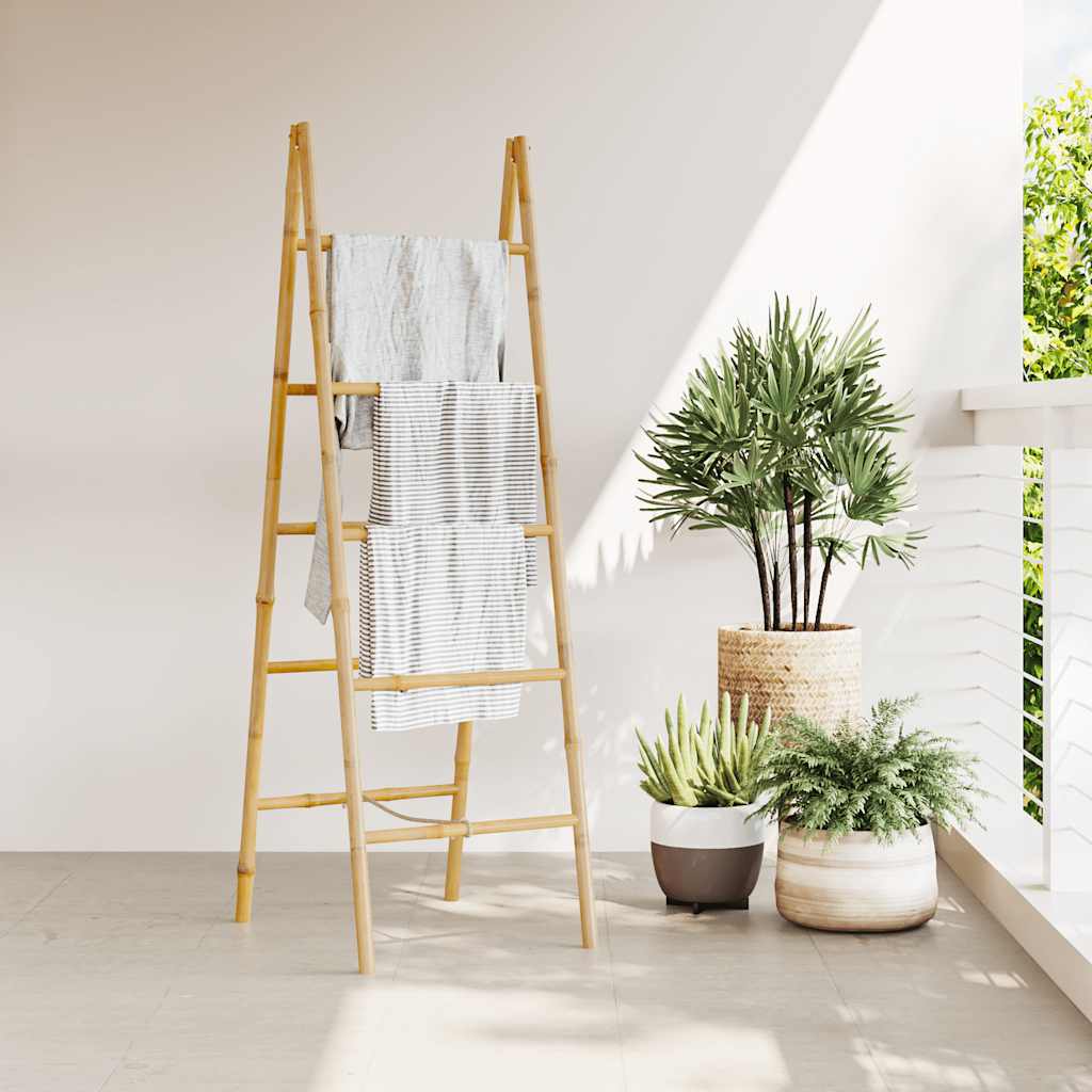 Vidaxl dubbele handdoekenladder met 5 tredes 50x160 cm bamboe