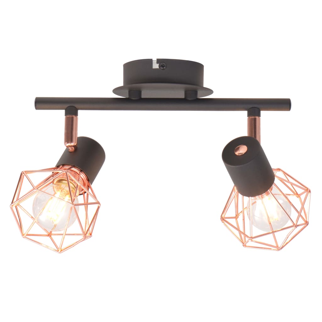 Vidaxl plafondlamp met 2 spots e14 zwart en koper
