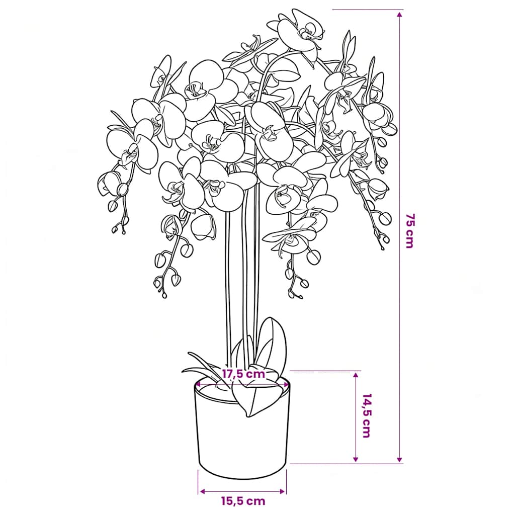 Vidaxl kunstplant met pot orchidee 75 cm wit