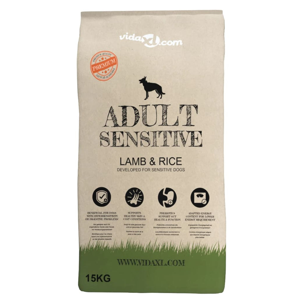 VidaXL Premium hondenvoer droog Adult Sensitive Lamsrijst 15kg