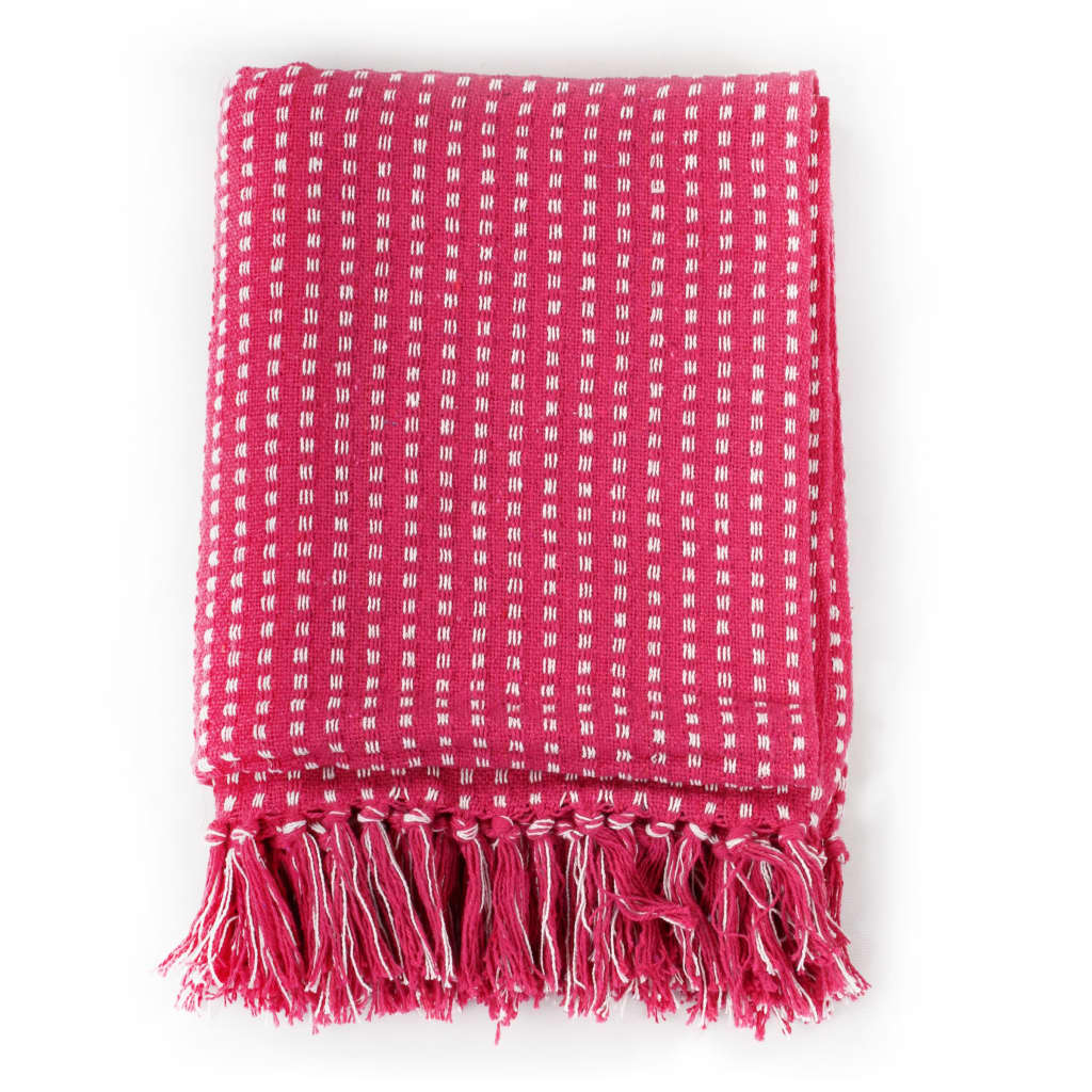 Vidaxl plaid vierkanten 220x250 cm katoen roze