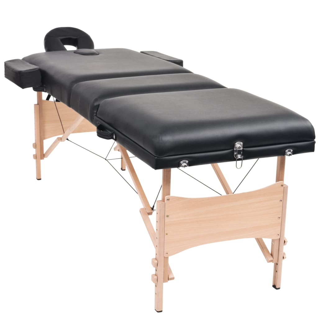 Vidaxl massagetafel- en krukset inklapbaar 3 zones 10 cm dik wit