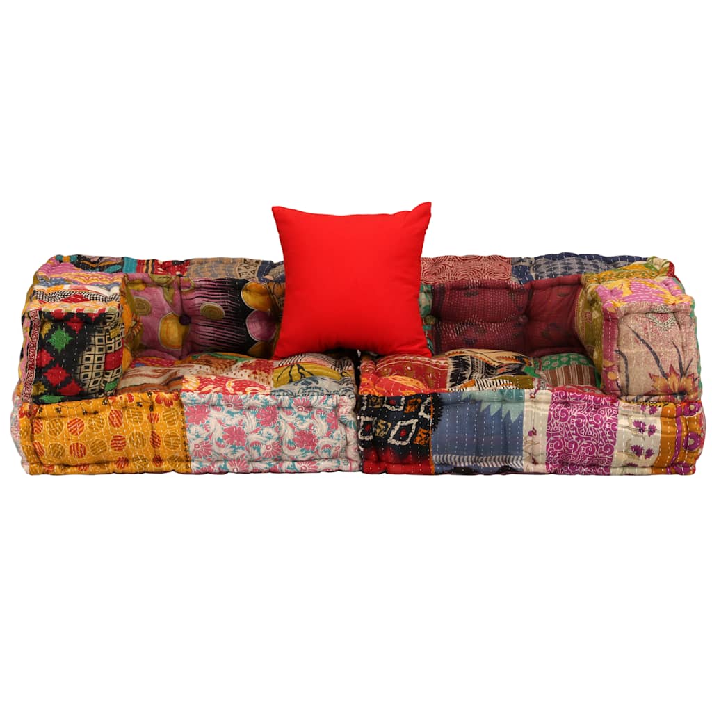 Vidaxl poef tweezits modulair stof patchwork