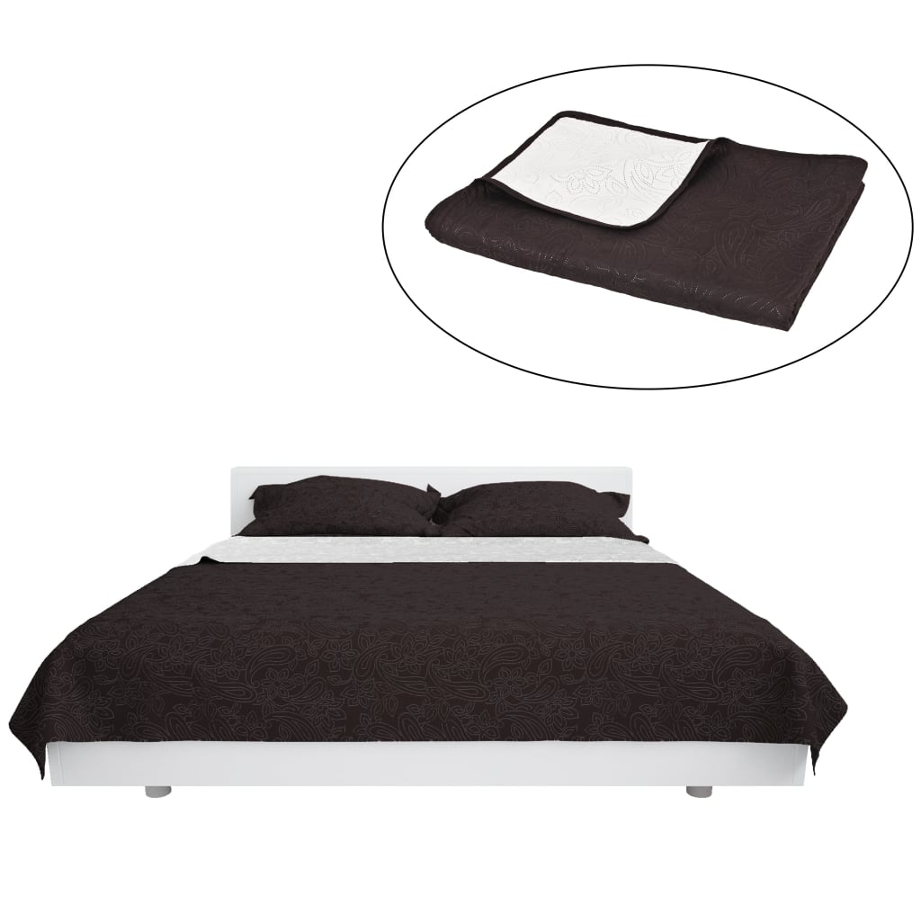 Vidaxl bedsprei dubbelzijdig 170x210 cm dekbed crème en bruin
