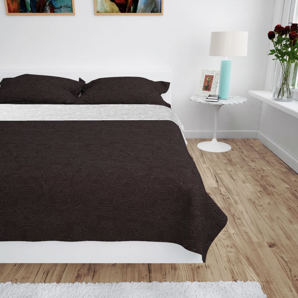 Vidaxl bedsprei dubbelzijdig 170x210 cm dekbed crème en bruin