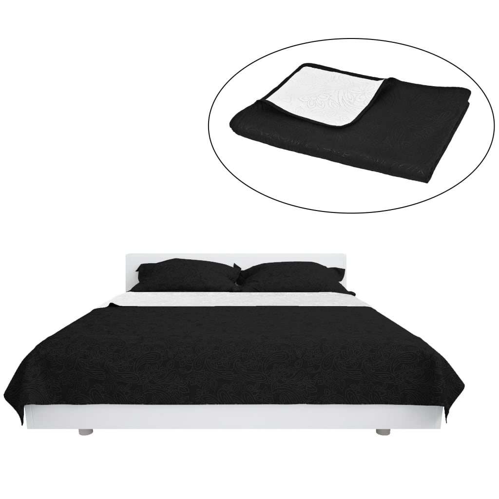 Vidaxl bedsprei dubbelzijdig 170x210 cm dekbed zwart en wit