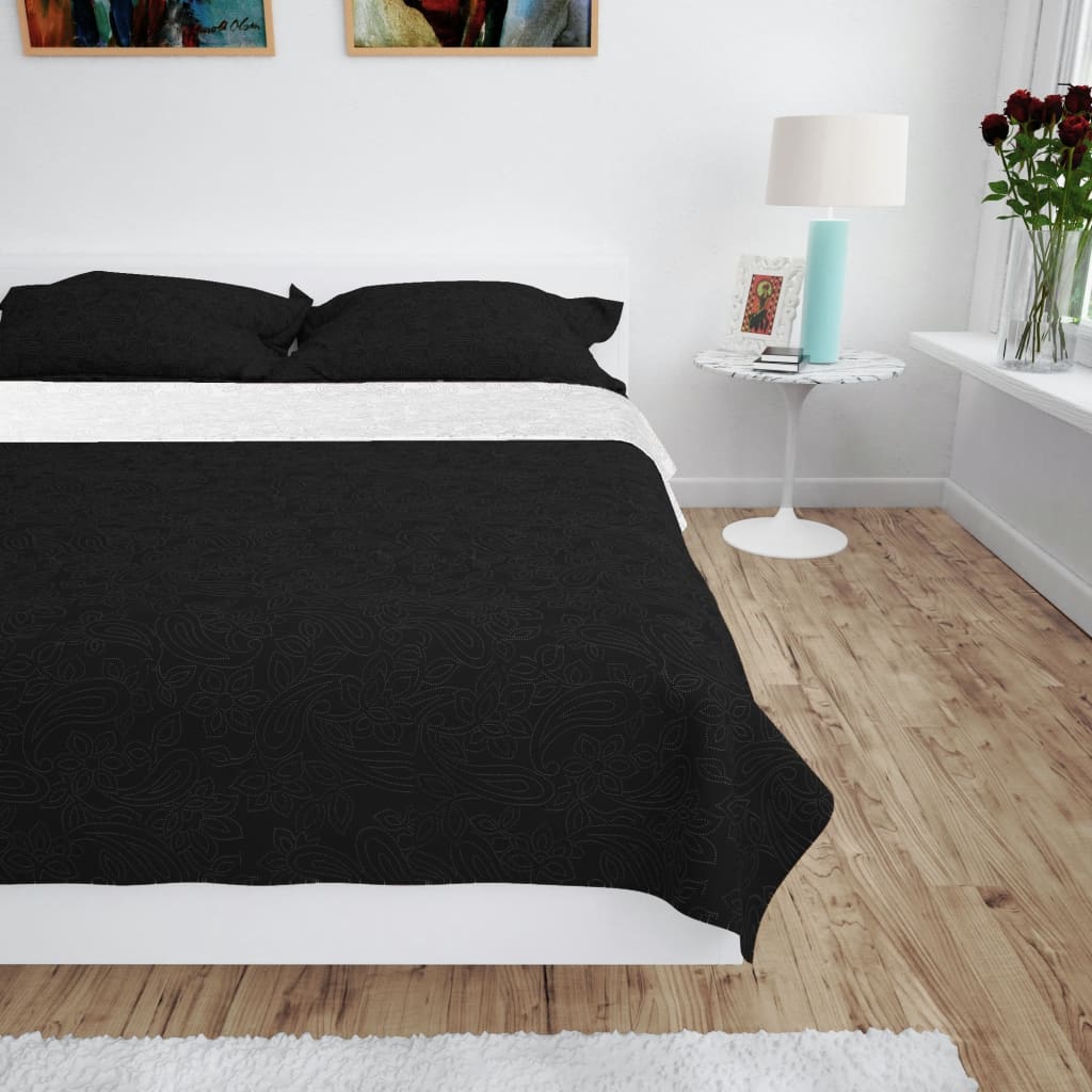 Vidaxl bedsprei dubbelzijdig 170x210 cm dekbed zwart en wit