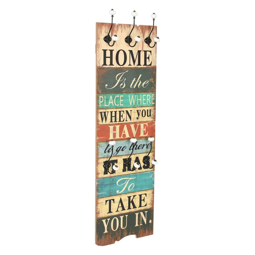 Vidaxl wandkapstok met 6 haken huis is 120x40 cm