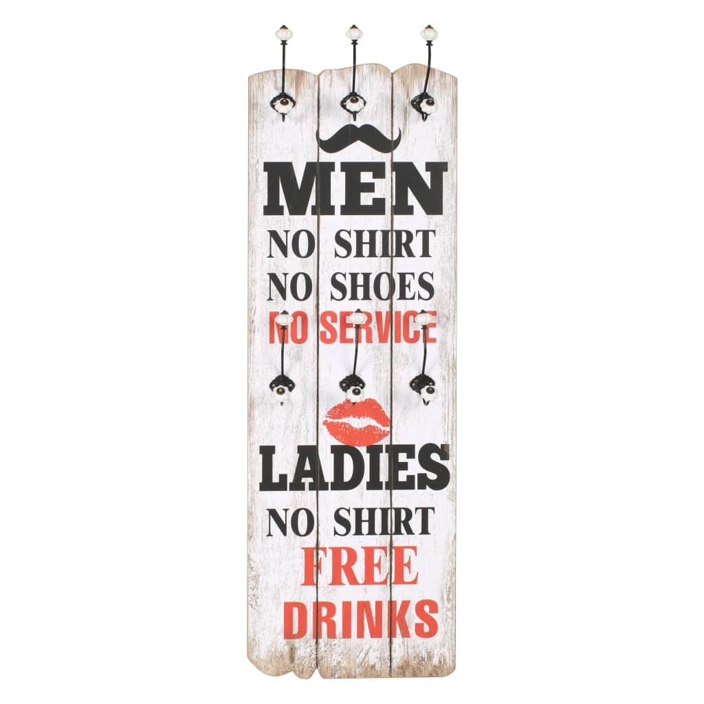 Vidaxl wandkapstok met 6 haken heren dames 120x40 cm