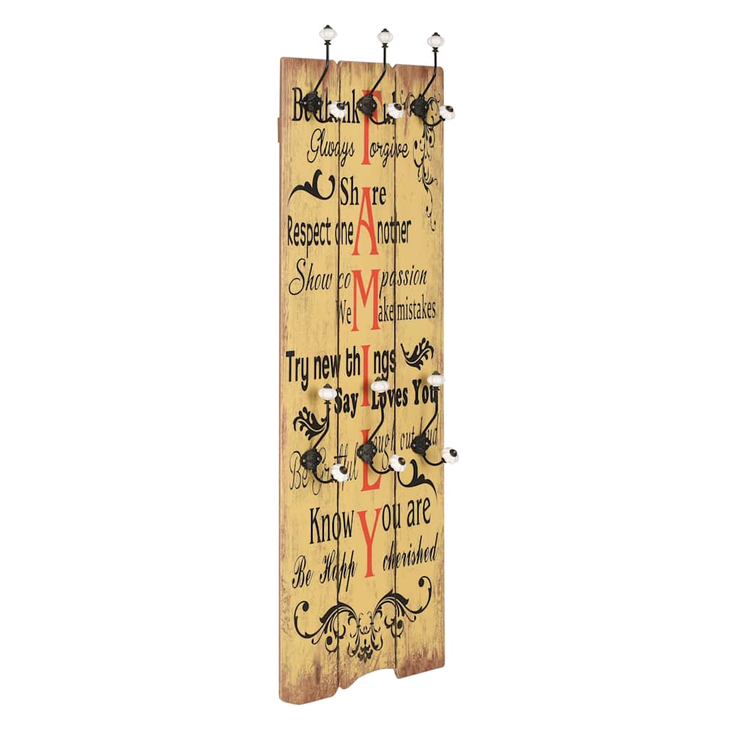 Vidaxl wandkapstok met 6 haken familie 120x40 cm