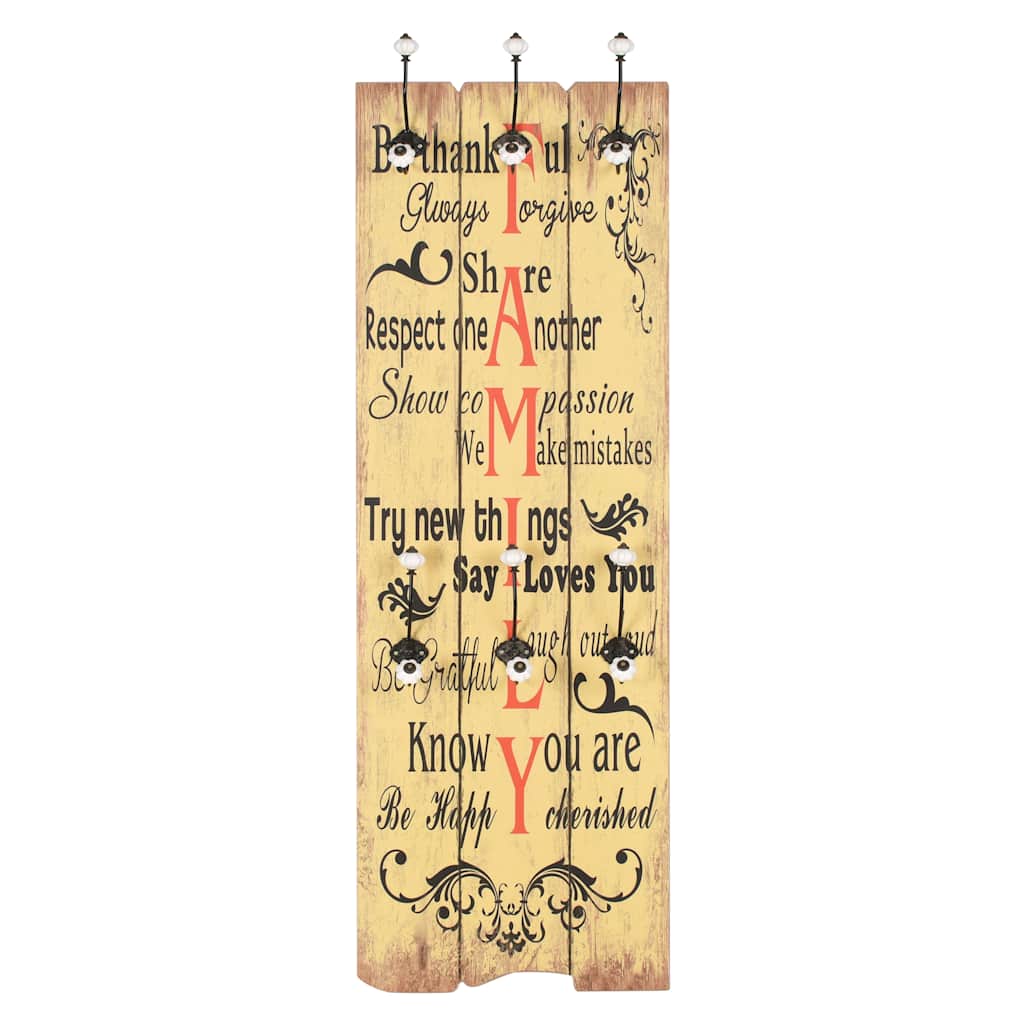 Vidaxl wandkapstok met 6 haken familie 120x40 cm
