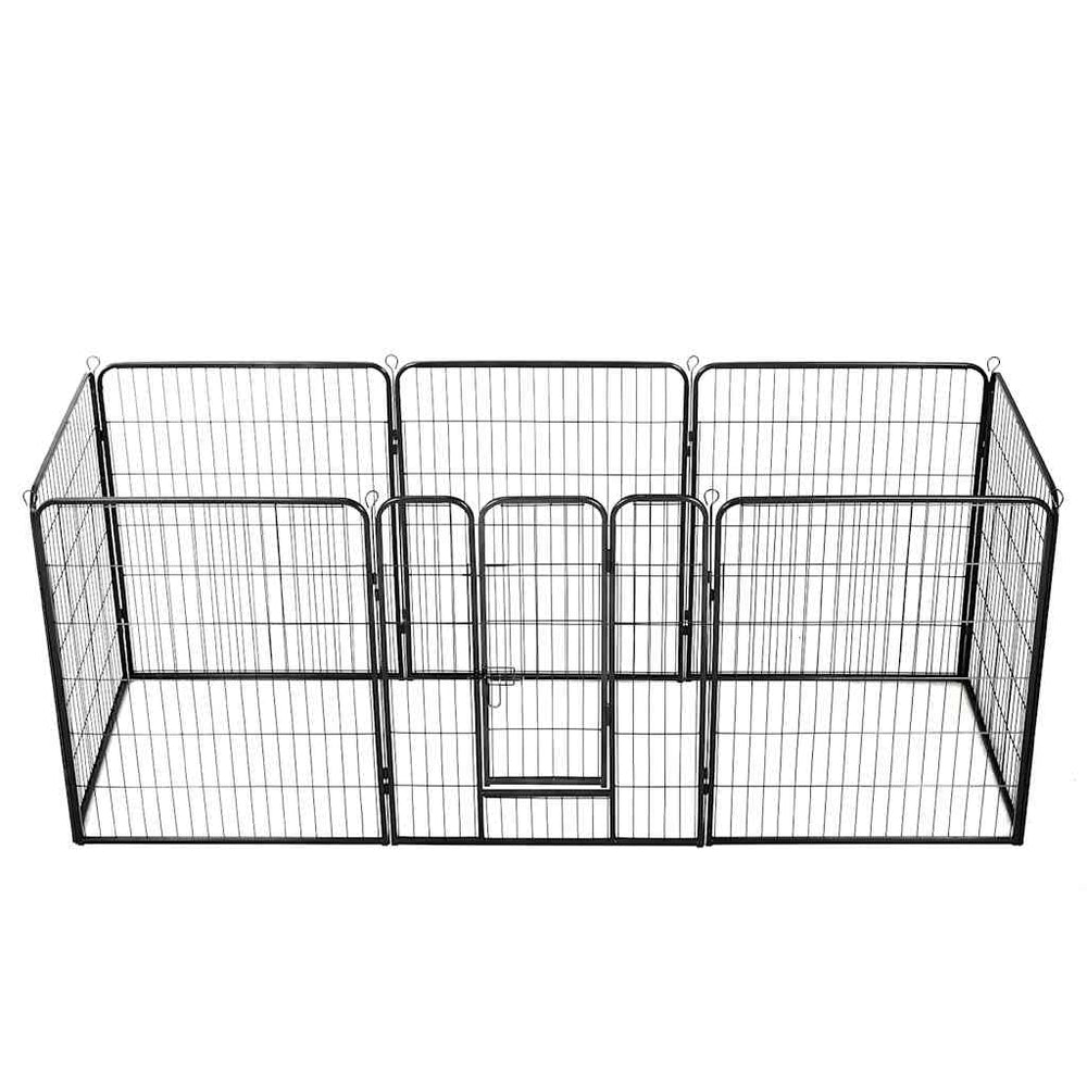 Vidaxl hondenren met 8 panelen 80x100 cm staal zwart