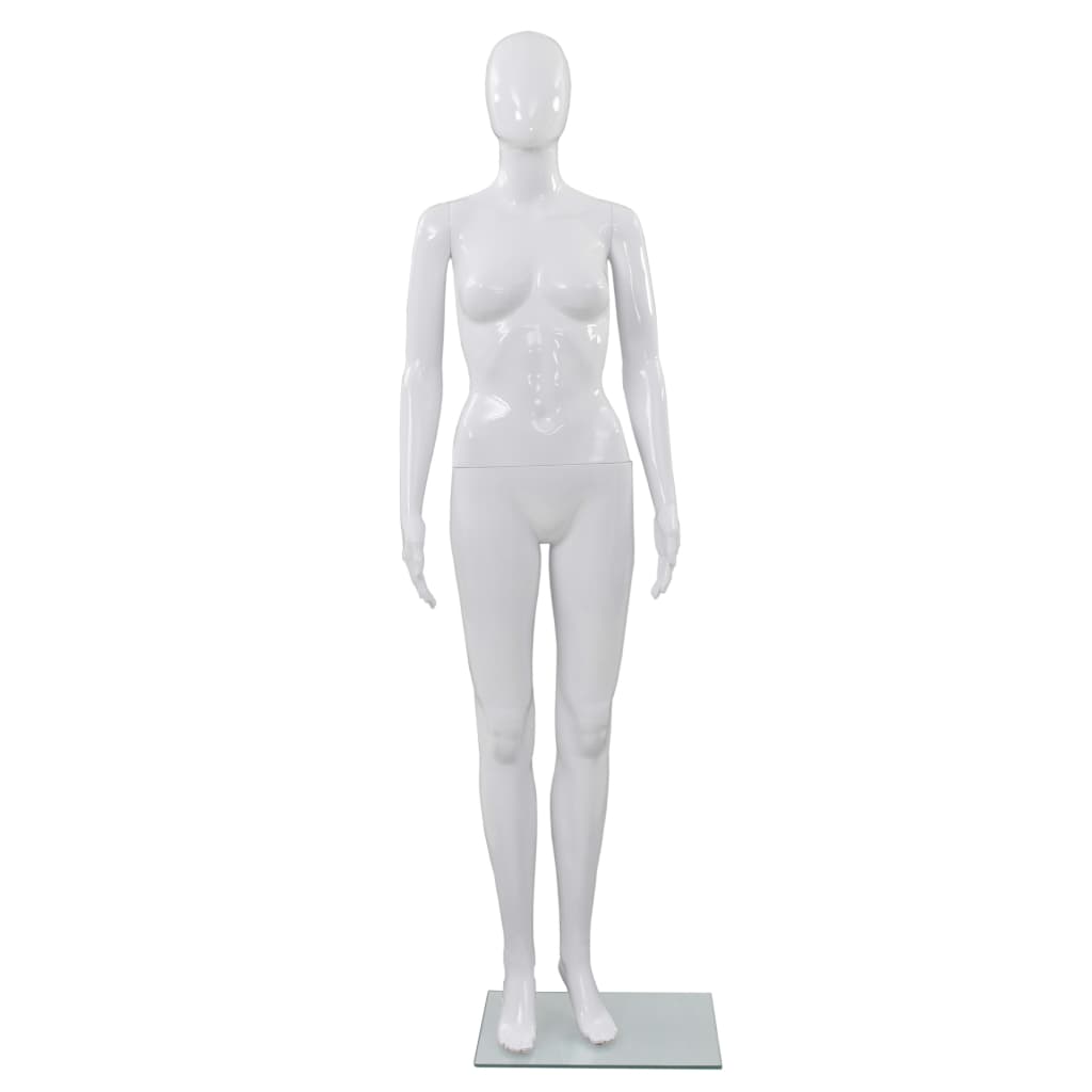 Vidaxl etalagepop met glazen voet 175 cm glanzend wit