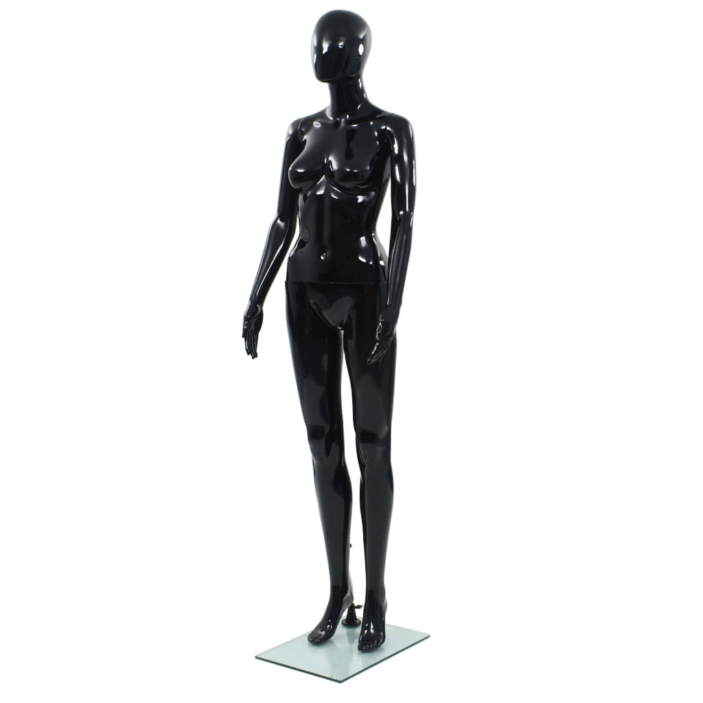 Vidaxl etalagepop met glazen voet 175 cm glanzend zwart
