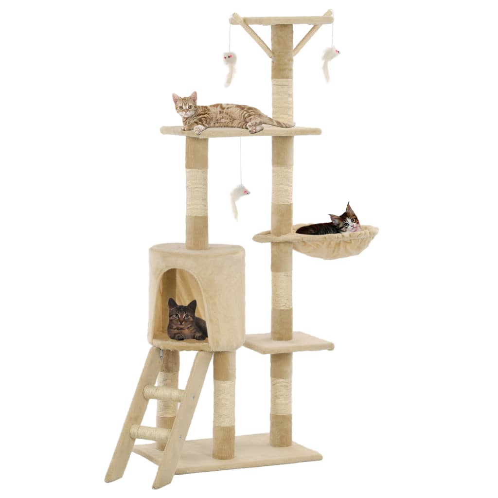 VidaXL Kattenkrabpaal met sisal krabpalen 138 cm beige