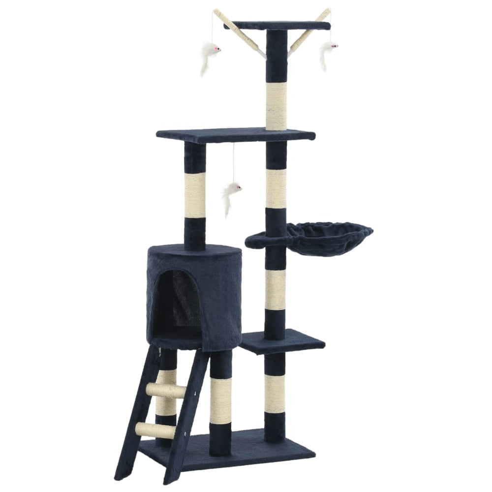 Vidaxl kattenkrabpaal met sisal krabpalen 138 cm donkerblauw