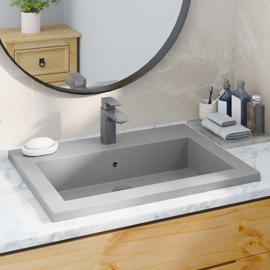 Vidaxl wasbak 600x450x120 mm graniet grijs