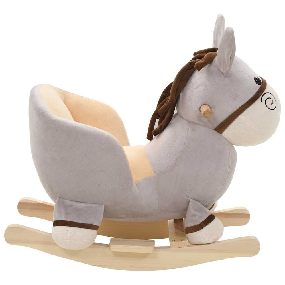 Vidaxl hobbeldier ezel met rugleuning 60x32x55 cm pluche grijs