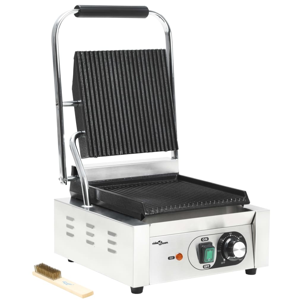Vidaxl paninigrill gegroefd 1800 b 31x30,5x20 cm roestvrij staal