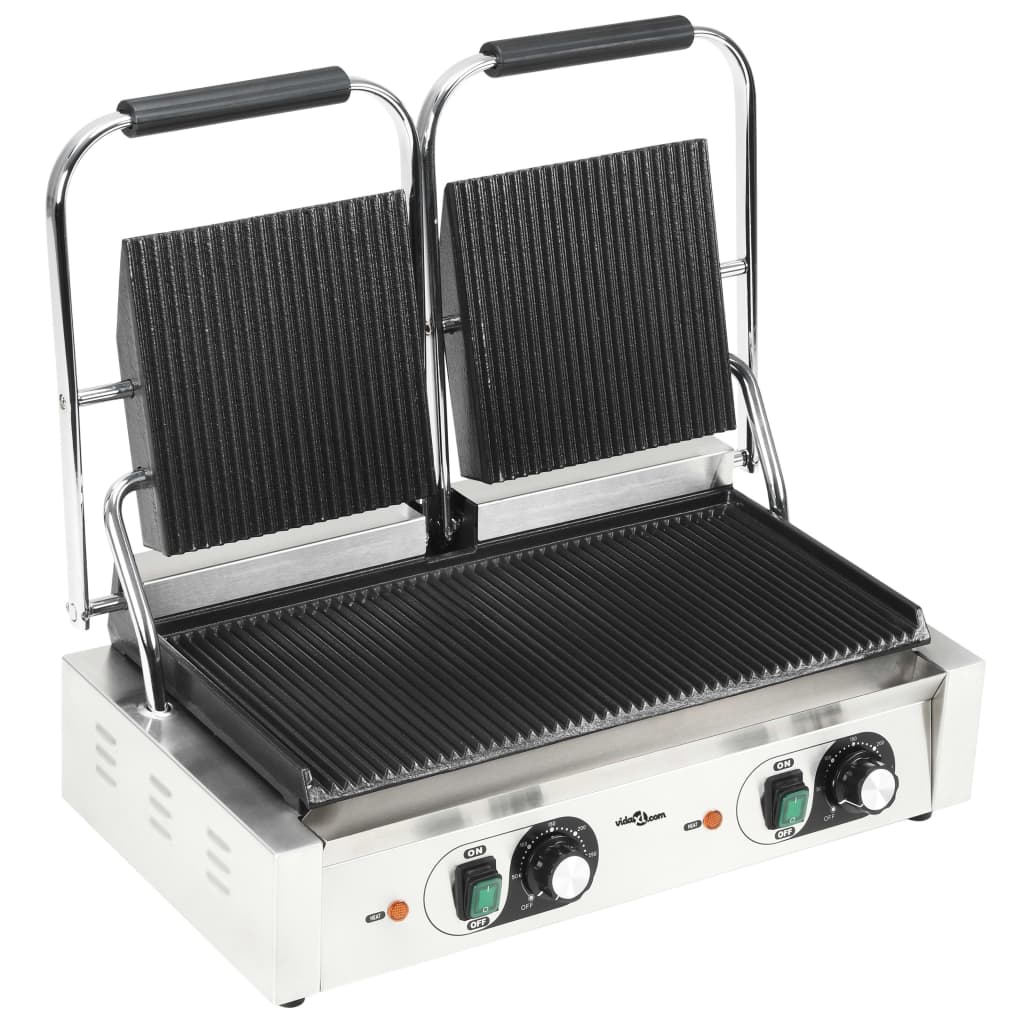 Vidaxl paninigrill dubbel gegroefd 3600 b 57x30,5x20 cm